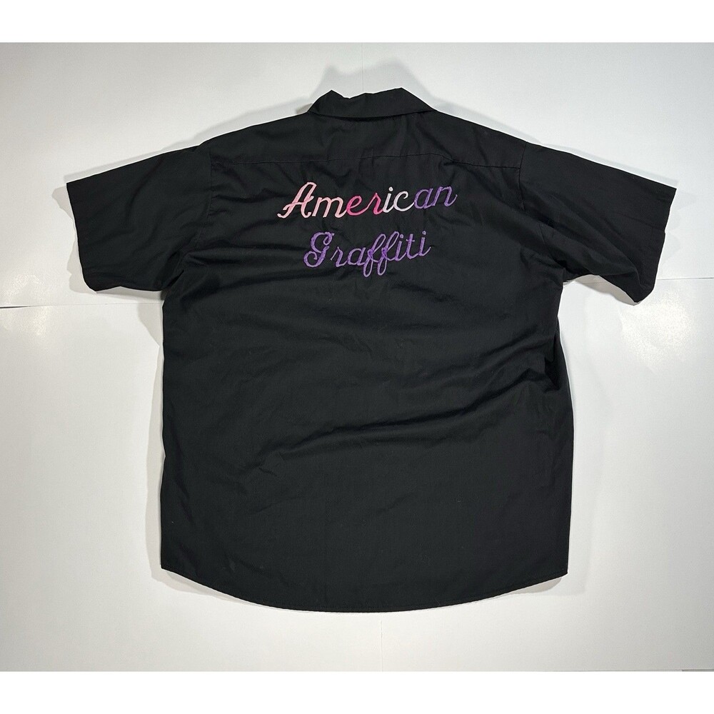 Universal Studios VTG American Graffiti Employee Button Up Black Shirt XL 1990s